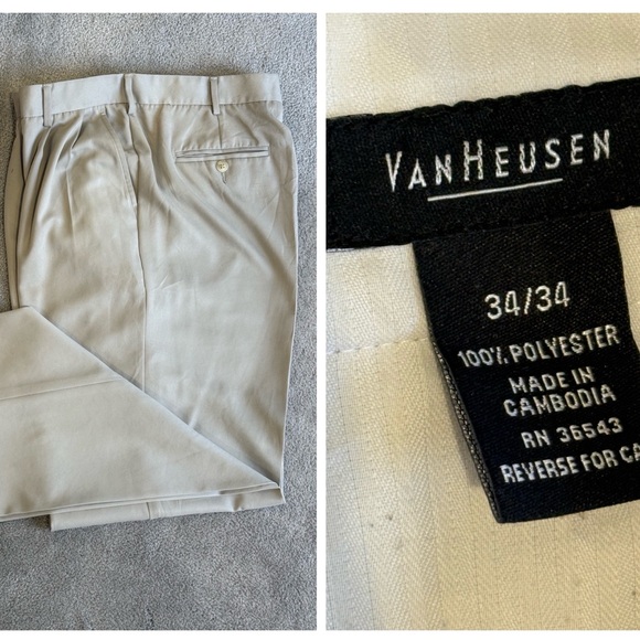 Men's Beige Dress Pants - Picture 2 of 6